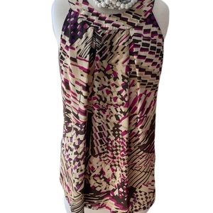 A.n.a. Satin sleeveless Blouse Brown Purple Pink Cream Size Medium